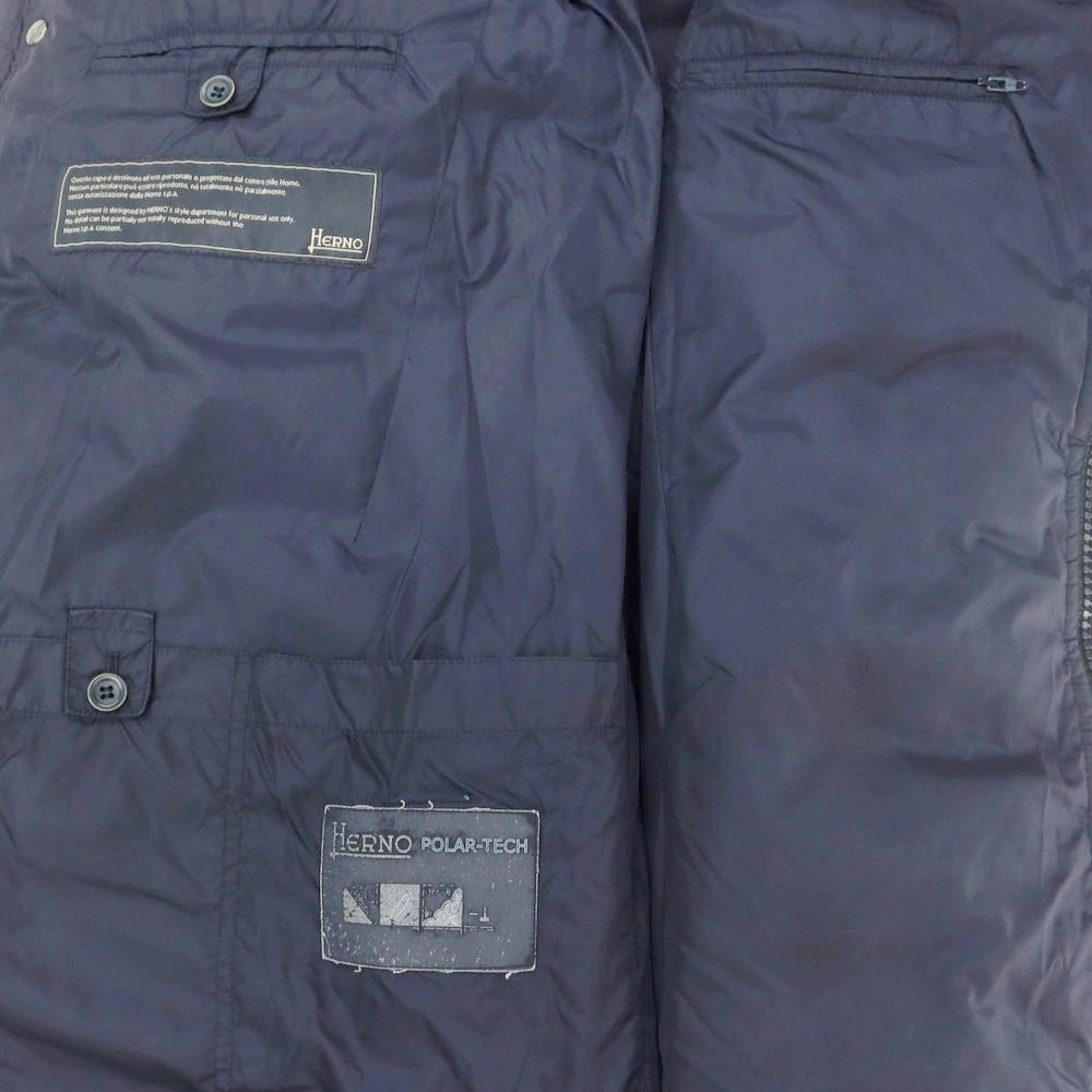 【中古】ヘルノ Herno POLAR-TECH ナイロン フーデッド ダウンコート ライトネイビー【 48 】【 状態ランクC 】【 メンズ 】