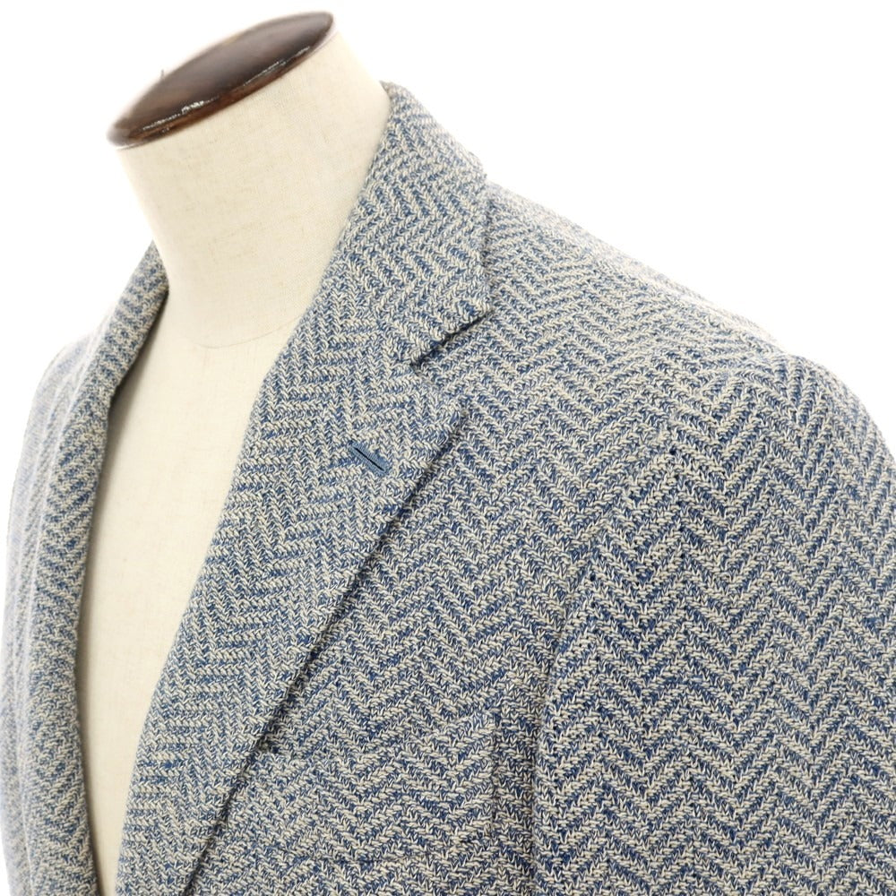 【中古】ブリッラ ペル イル グスト Brilla per il gusto コットンリネン ジャージー カジュアルジャケット ブルーxオフホワイト【 表記なし(L位) 】【 状態ランクB 】【 メンズ 】