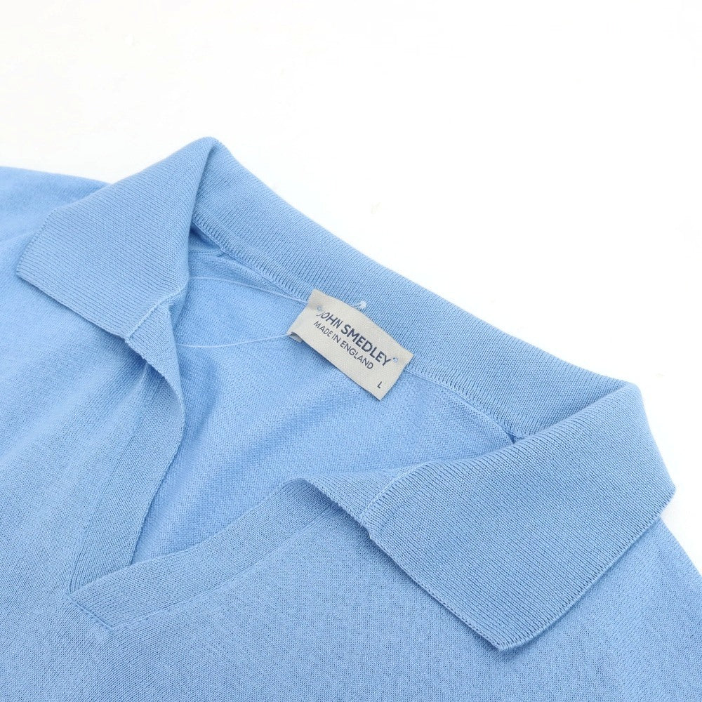 【中古】ジョンスメドレー JOHN SMEDLEY シーアイランドコットン スキッパー 半袖 ポロニット ライトブルー【サイズL】【 状態ランクB 】【 メンズ 】