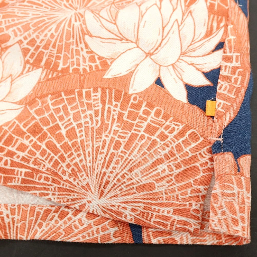 【中古】ファーアフィールド FAR AFIELD セルロース 総柄 プリント オープンカラー 半袖シャツ ライトテラコッタ系xネイビー【サイズ4】【 状態ランクB 】【 メンズ 】