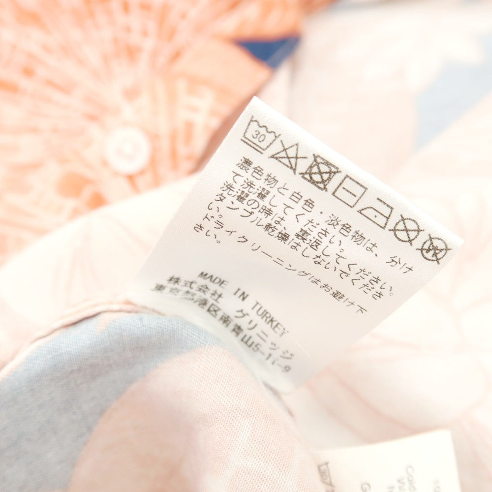 【中古】ファーアフィールド FAR AFIELD セルロース 総柄 プリント オープンカラー 半袖シャツ ライトテラコッタ系xネイビー【サイズ4】【 状態ランクB 】【 メンズ 】