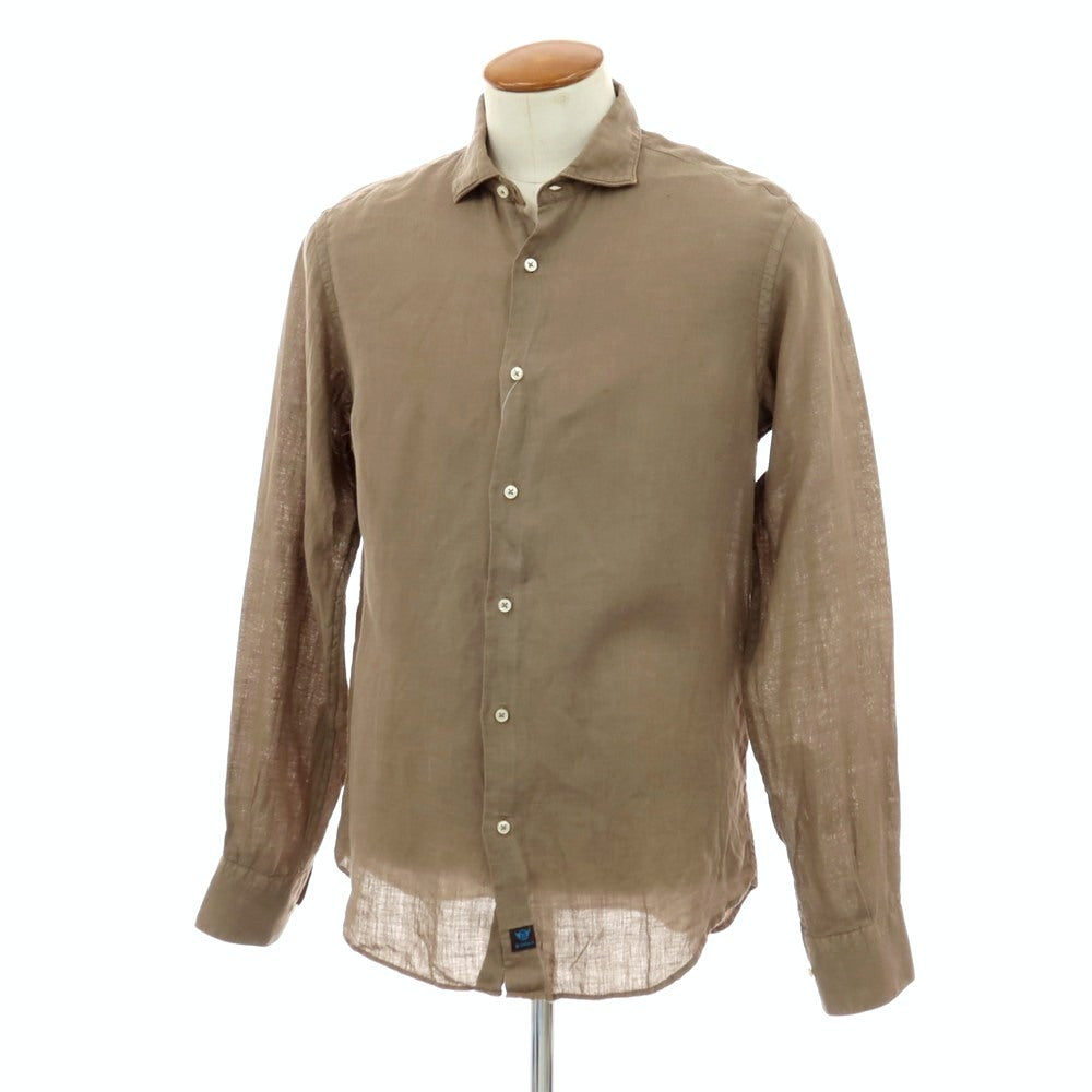 【中古】ブローバック Brouback リネン ワイドカラー カジュアルシャツ グレイッシュブラウン【サイズ40】【 状態ランクB 】【 メンズ 】
