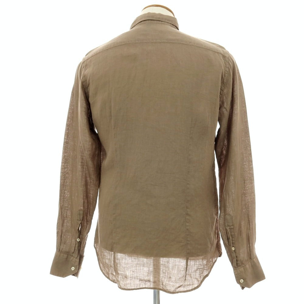 【中古】ブローバック Brouback リネン ワイドカラー カジュアルシャツ グレイッシュブラウン【サイズ40】【 状態ランクB 】【 メンズ 】