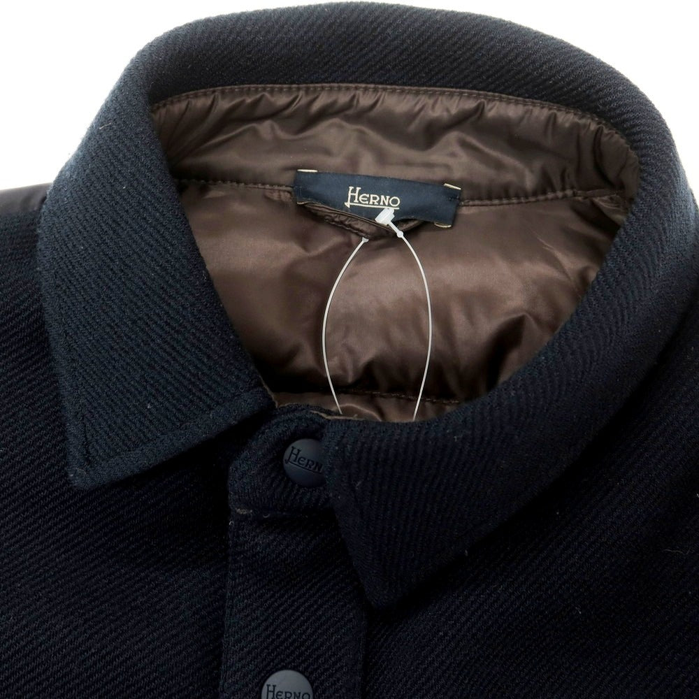 【中古】ヘルノ Herno アクリルウール ダウンシャツ ネイビー【 48 】【 状態ランクC 】【 メンズ 】