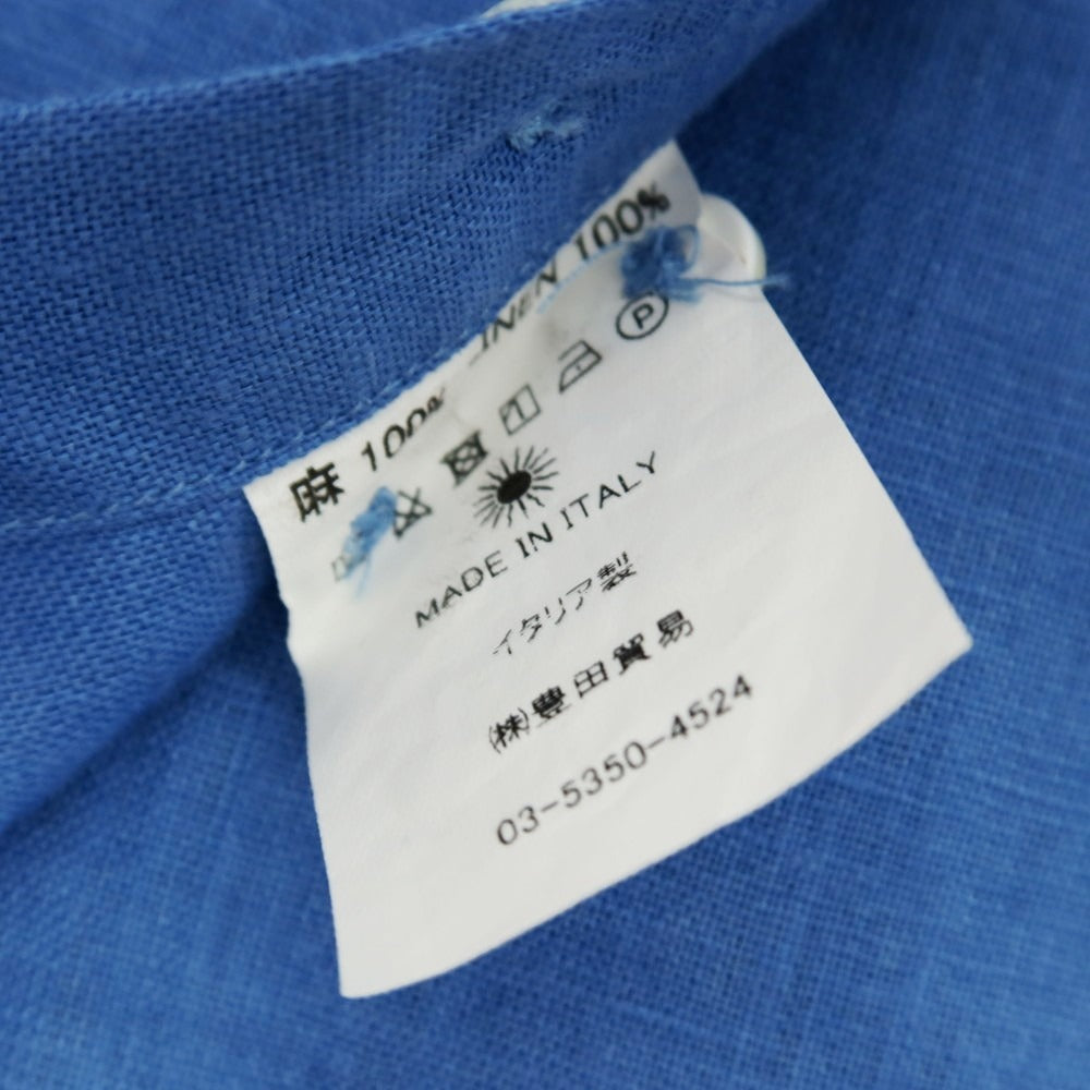 【中古】ジャンネット giannetto リネン ワイドカラー カジュアルシャツ ブルー【サイズ41】【 状態ランクB 】【 メンズ 】