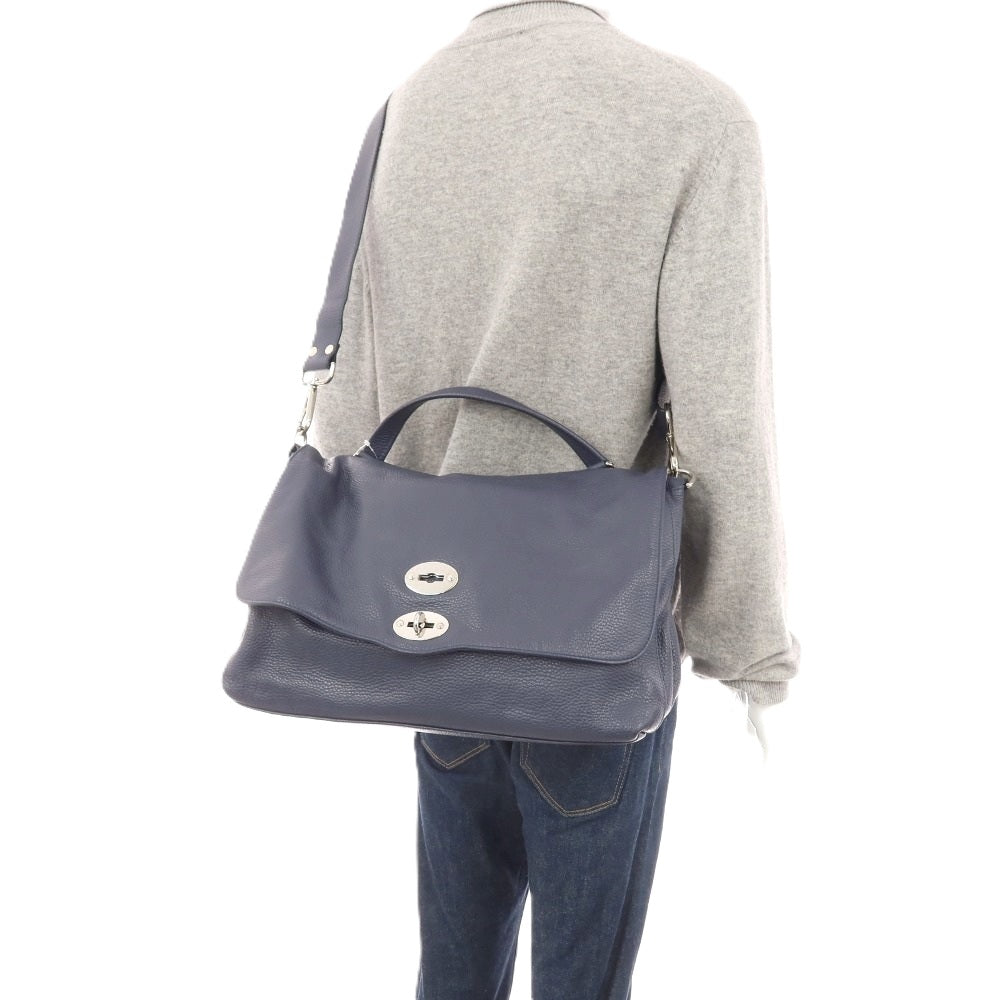 【中古】ザネラート ZANELLATO ポスティーナ ショルダーバッグ ネイビー【 状態ランクB 】【 メンズ 】