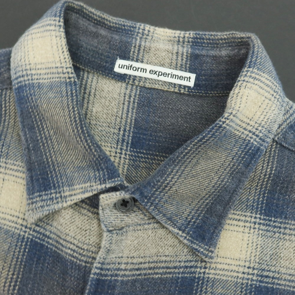 【中古】ユニフォームエクスペリメント uniform experiment コットン チェック カジュアルシャツ ベージュxグレー【 4 】【 状態ランクB 】【 メンズ 】
