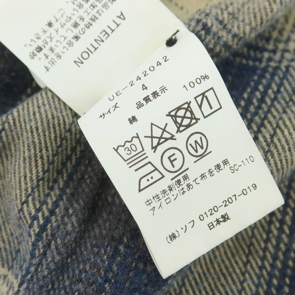 【中古】ユニフォームエクスペリメント uniform experiment コットン チェック カジュアルシャツ ベージュxグレー【 4 】【 状態ランクB 】【 メンズ 】