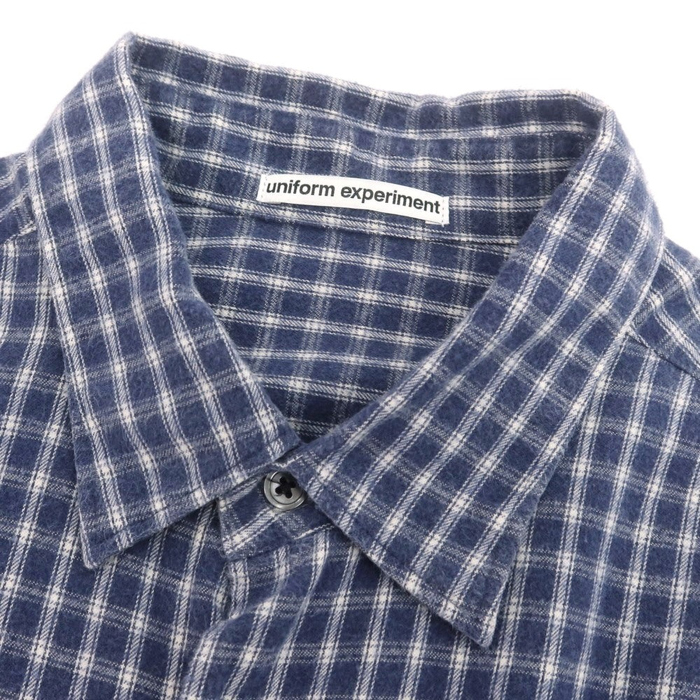 【中古】ユニフォームエクスペリメント uniform experiment コットン レギュラーカラー カジュアルシャツ ネイビーxホワイト【 4 】【 状態ランクB 】【 メンズ 】