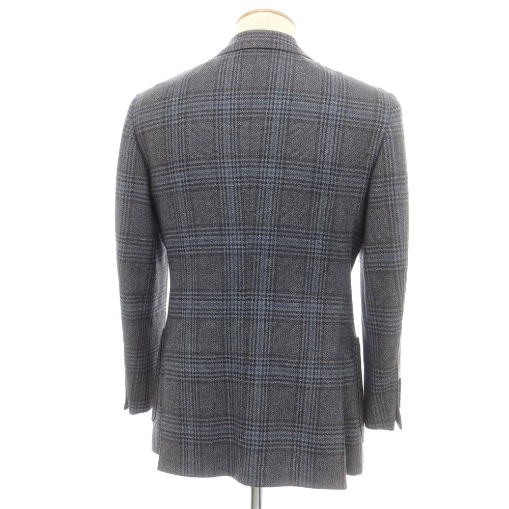【中古】カスタムテーラー ビームス Custom Tailor BEAMS ウールシルク チェック 3B テーラードジャケット グレーxネイビー【 表記なし(S位) 】【 状態ランクB 】【 メンズ 】