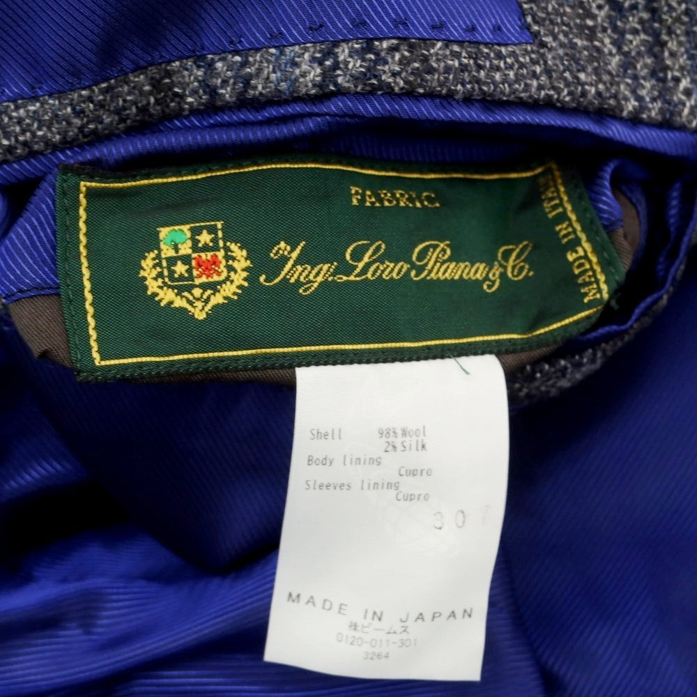 【中古】カスタムテーラー ビームス Custom Tailor BEAMS ウールシルク チェック 3B テーラードジャケット グレーxネイビー【 表記なし(S位) 】【 状態ランクB 】【 メンズ 】