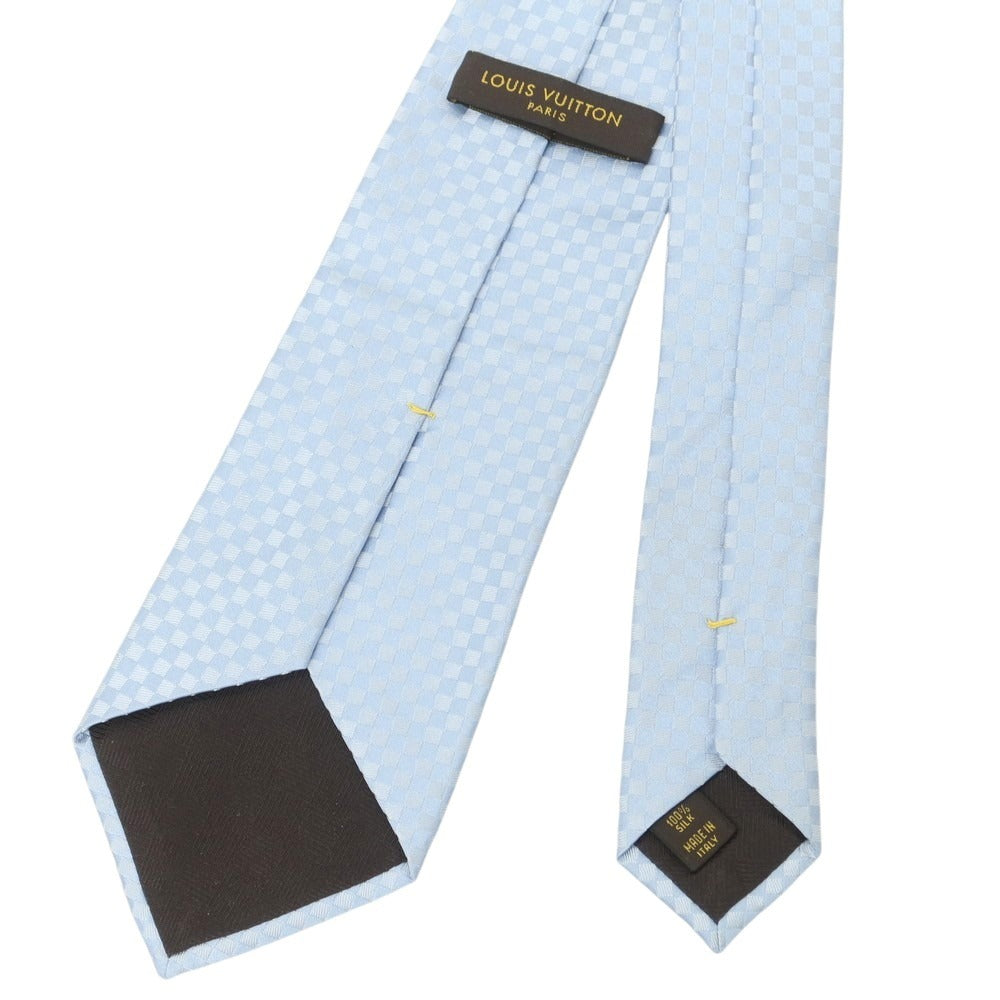 【中古】ルイ ヴィトン LOUIS VUITTON シルク チェック柄ネクタイ ライトブルー【 状態ランクA 】【 メンズ 】