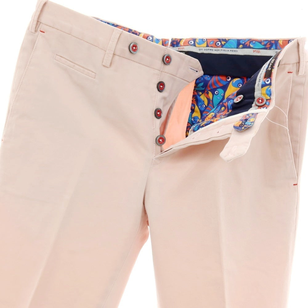 【中古】ピーティーゼロウーノ PT01 Reef ストレッチコットン カジュアルスラックスパンツ ライトピンク【サイズ48】【 状態ランクC 】【 メンズ 】