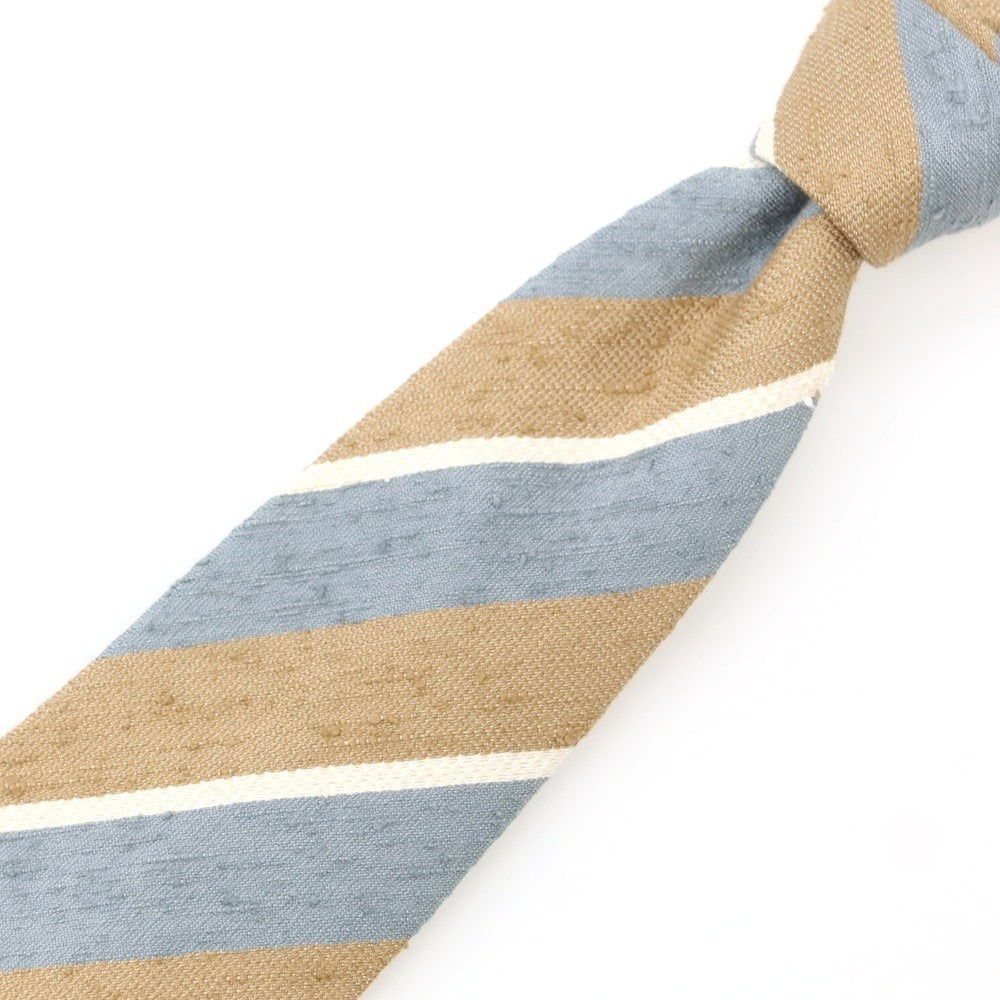 【中古】ステファノ ビジ stefano bigi シルク ストライプ柄ネクタイ ライトブラウンxグレーブルー【 状態ランクA 】【 メンズ 】