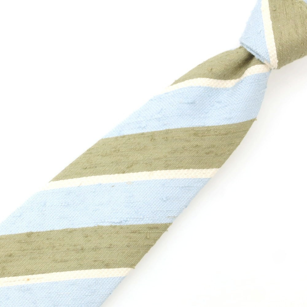 【中古】ステファノ ビジ stefano bigi シルク ストライプ柄ネクタイ ライトブルーxライトオリーブ【 状態ランクA 】【 メンズ 】