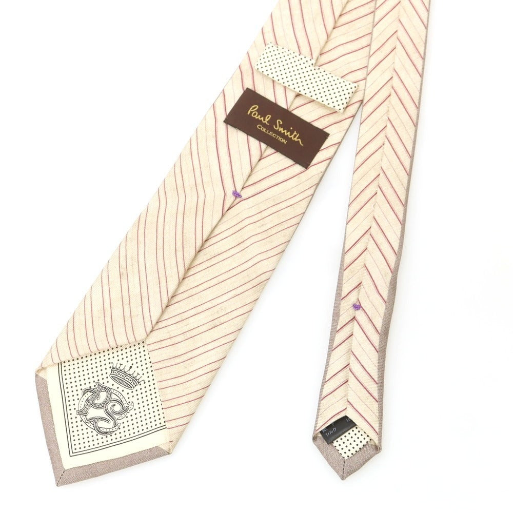 【中古】ポールスミスコレクション PAUL SMITH COLLECTION シルク 無地ネクタイ グレージュ【 状態ランクB 】【 メンズ 】