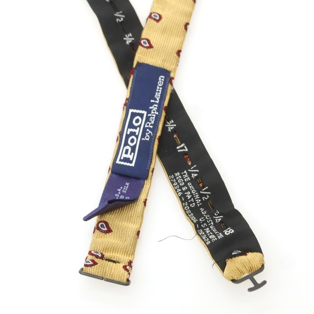 【中古】ポロ ラルフローレン Polo Ralph Lauren シルク ボウタイ ベージュxワインレッド【 状態ランクB 】【 メンズ 】