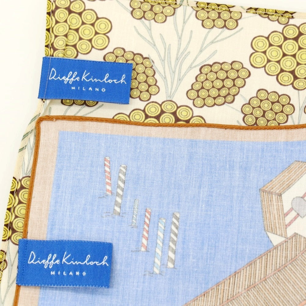 【中古】キンロック Kinloch シルク プリント ハンカチ 2枚セット ブルーxグリーン系【 状態ランクA 】【 メンズ 】