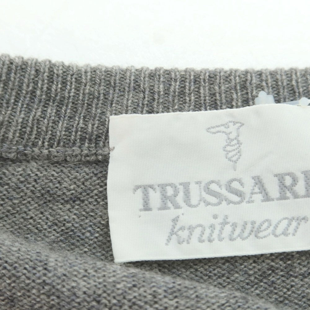 【中古】トラサルディ TRUSSARDI ウール系 Vネック プルオーバーニット グレー【 5 】【 状態ランクB 】【 メンズ 】