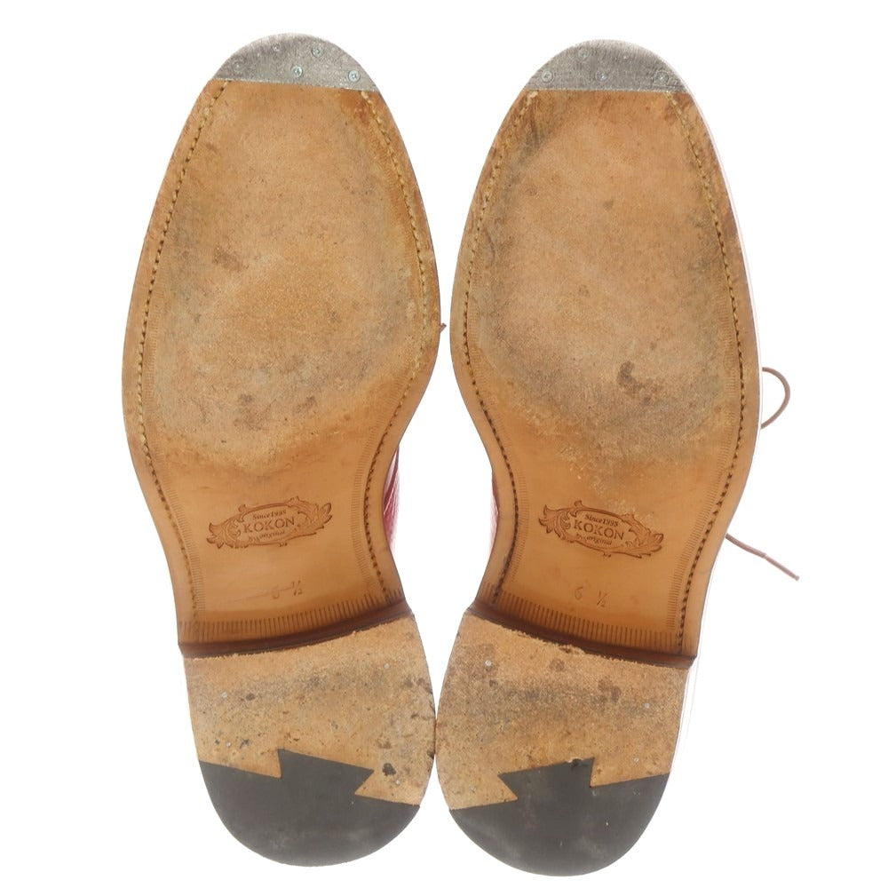 【中古】ココン(シューズ) KOKON コードバン コンビ チャッカブーツ レッド【 6 1/2 】【 状態ランクB 】【 メンズ 】