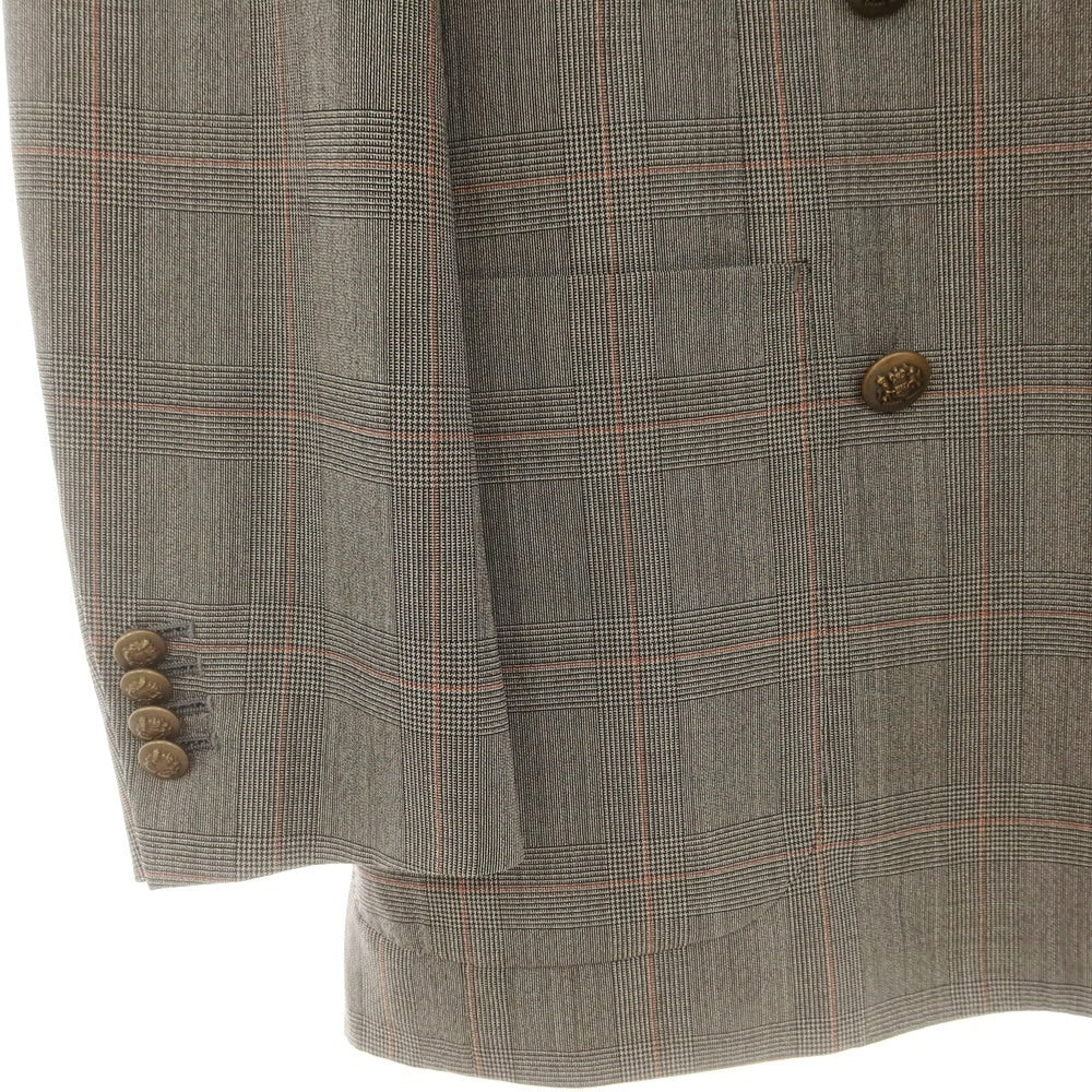 【中古】ユニバーサルランゲージ UNIVERSAL LANGUAGE SUPER120’S ウール グレンチェック ダブル6B テーラードジャケット グレー【 46 8D 】【 状態ランクC 】【 メンズ 】