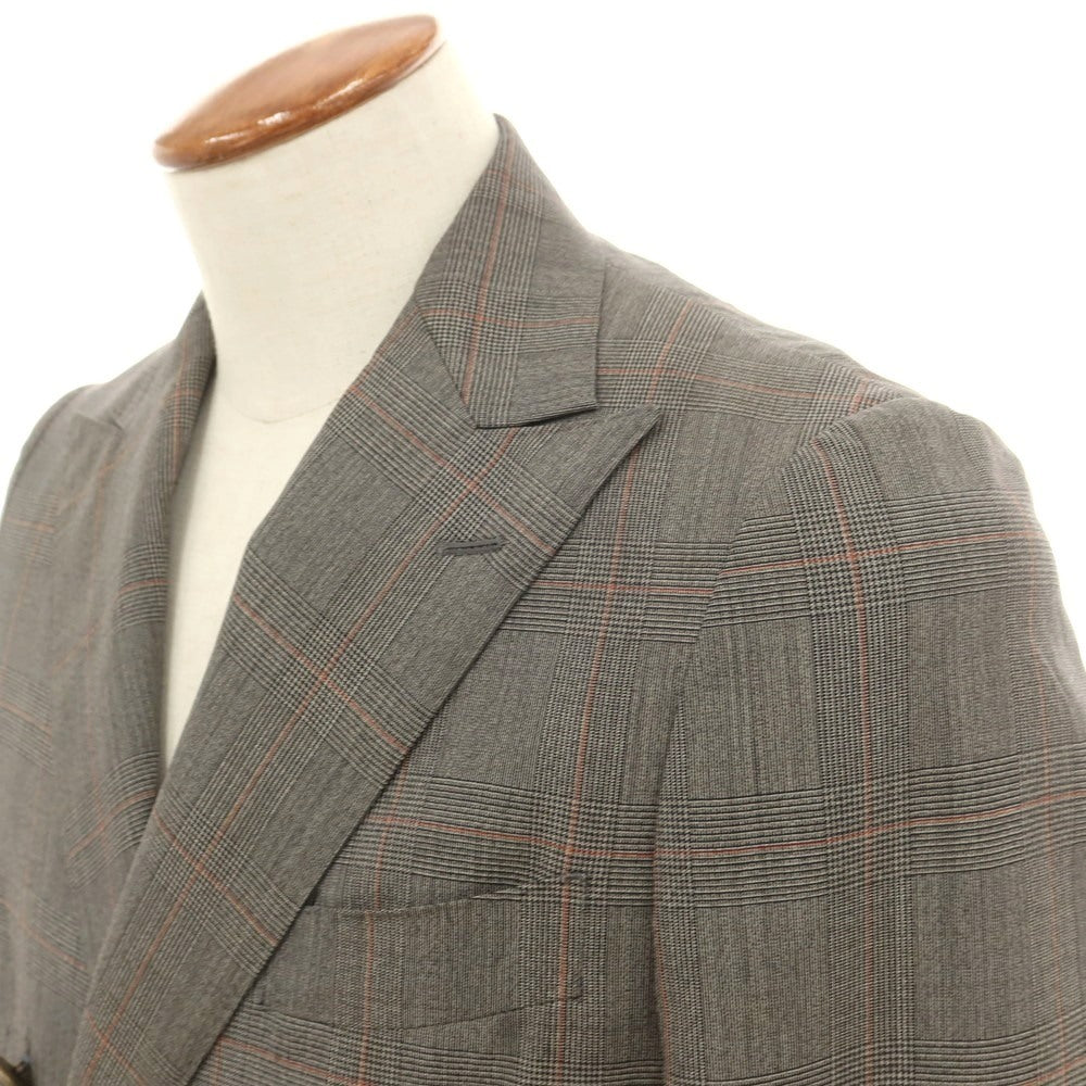 【中古】ユニバーサルランゲージ UNIVERSAL LANGUAGE SUPER120’S ウール グレンチェック ダブル6B テーラードジャケット グレー【 46 8D 】【 状態ランクC 】【 メンズ 】