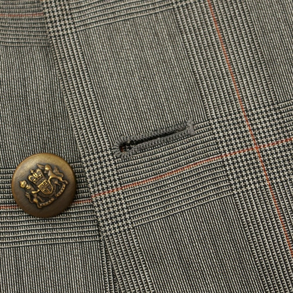 【中古】ユニバーサルランゲージ UNIVERSAL LANGUAGE SUPER120’S ウール グレンチェック ダブル6B テーラードジャケット グレー【 46 8D 】【 状態ランクC 】【 メンズ 】