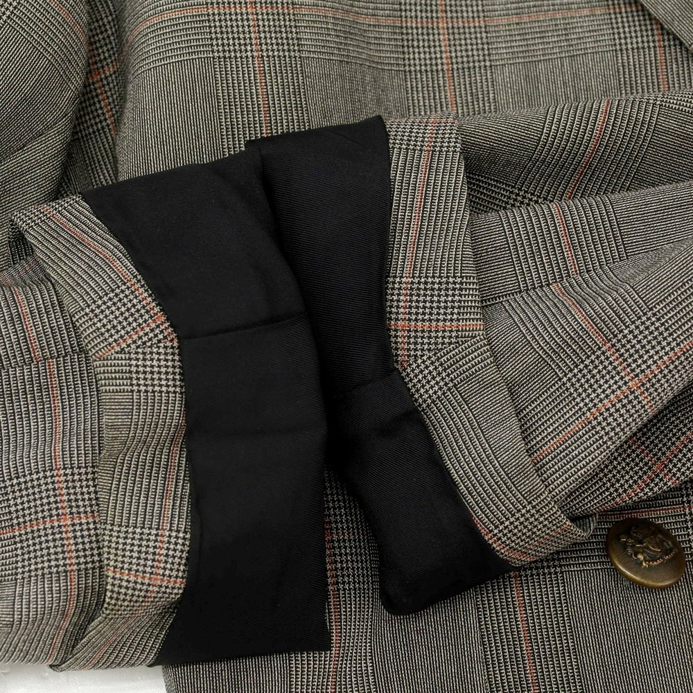 【中古】ユニバーサルランゲージ UNIVERSAL LANGUAGE SUPER120’S ウール グレンチェック ダブル6B テーラードジャケット グレー【 46 8D 】【 状態ランクC 】【 メンズ 】