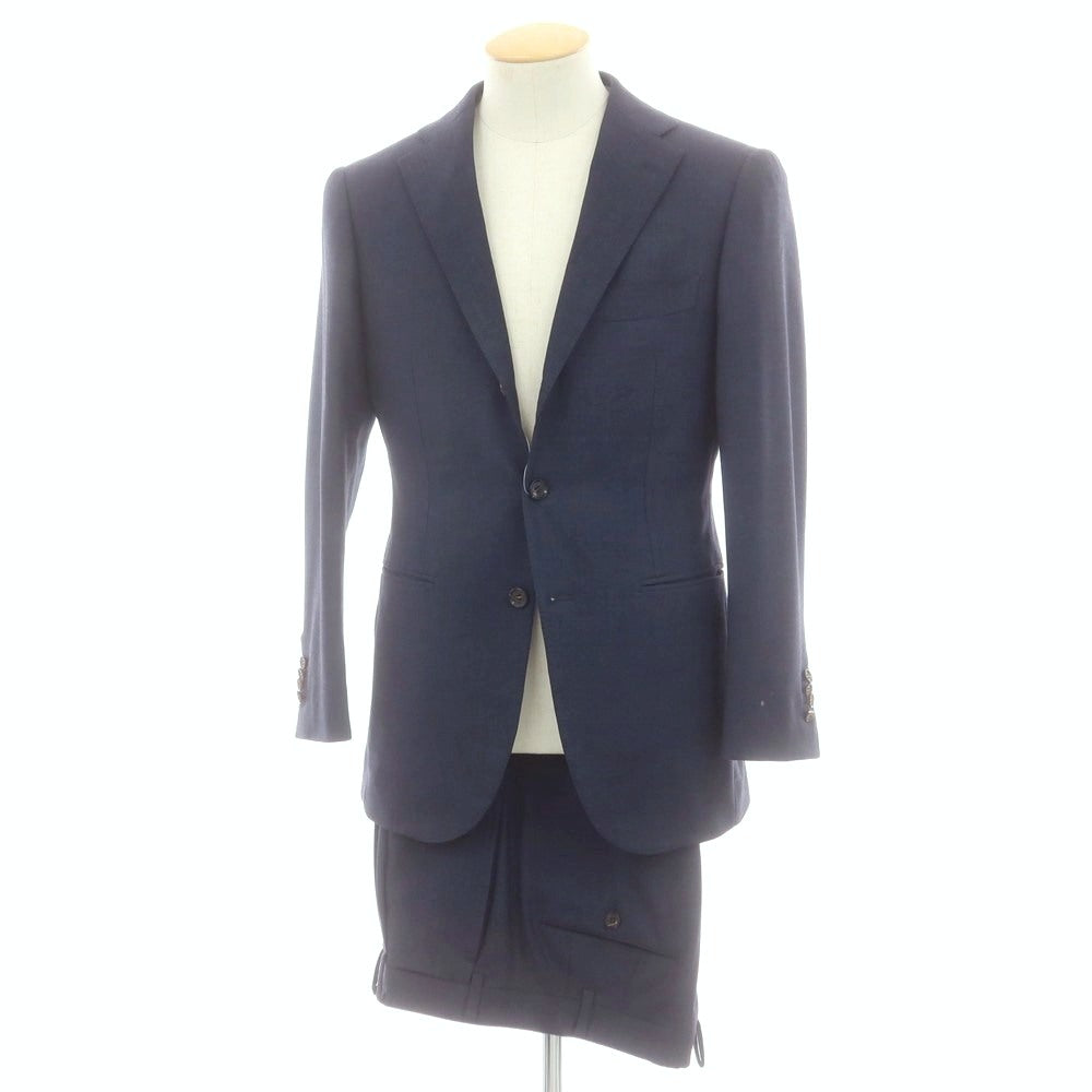 【中古】リングヂャケット RING JACKET custom made SUPER120’S ウール 3つボタンスーツ ネイビー【 表記なし(S位) 】【 状態ランクB 】【 メンズ 】