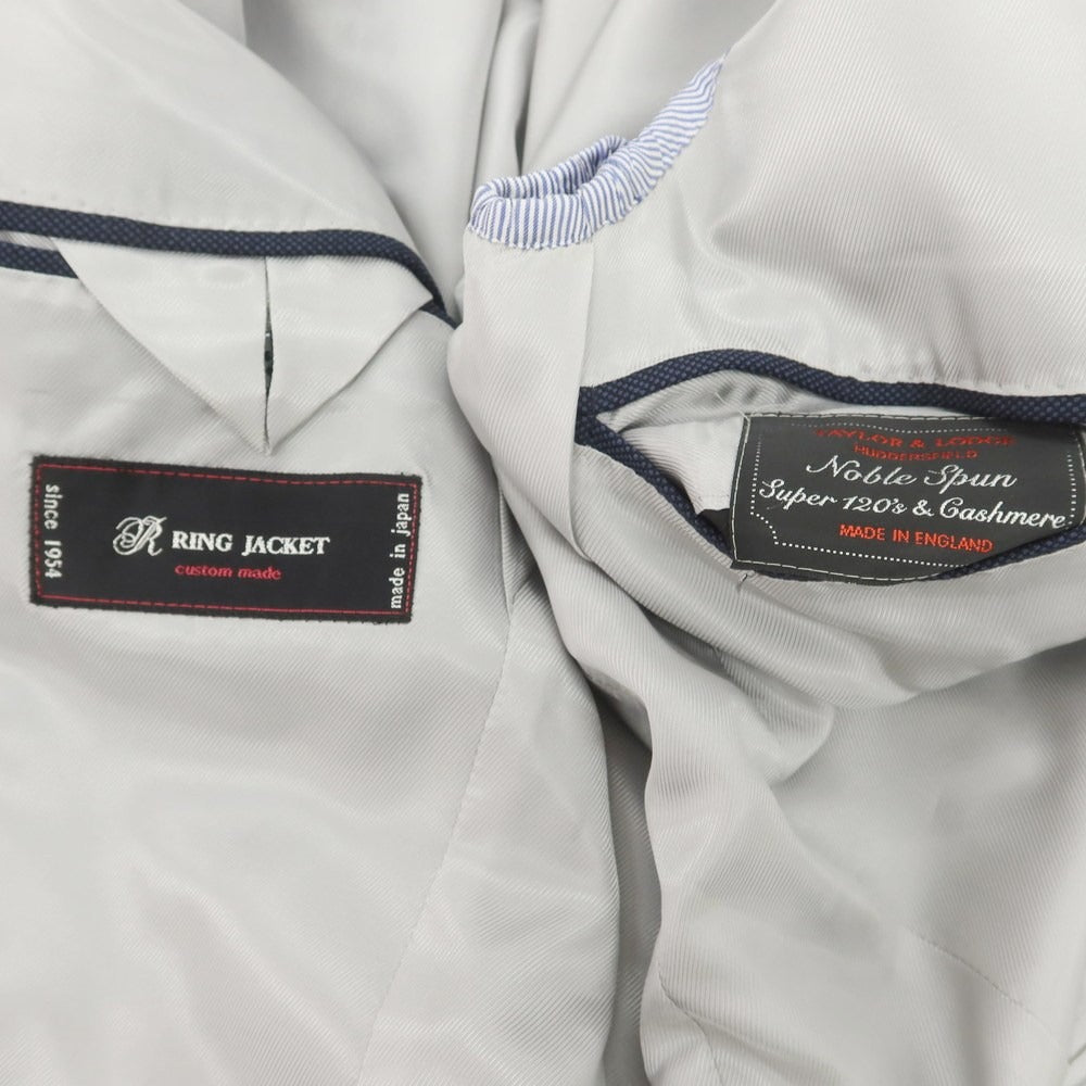 【中古】リングヂャケット RING JACKET custom made SUPER120’S ウール 3つボタンスーツ ネイビー【 表記なし(S位) 】【 状態ランクB 】【 メンズ 】