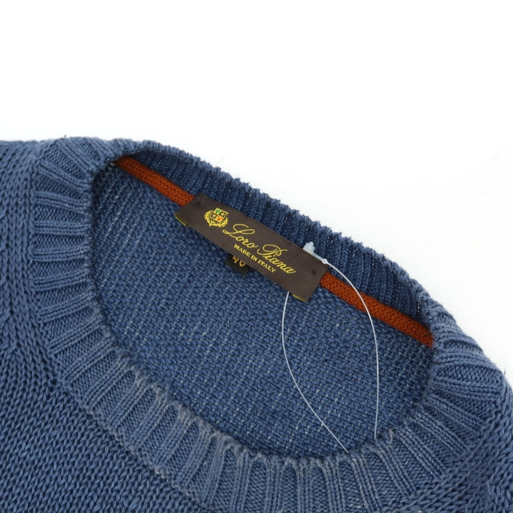 【中古】ロロピアーナ Loro Piana リネン クルーネック プルオーバーニット ダークダスティブルー【サイズ46】【 状態ランクD 】【 メンズ 】