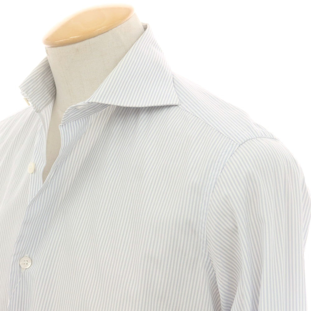 【中古】フライ FRAY STRASBURGO別注 ストライプ ワイドカラー ドレスシャツ グレーxホワイト【 37 】【 状態ランクC 】【 メンズ 】