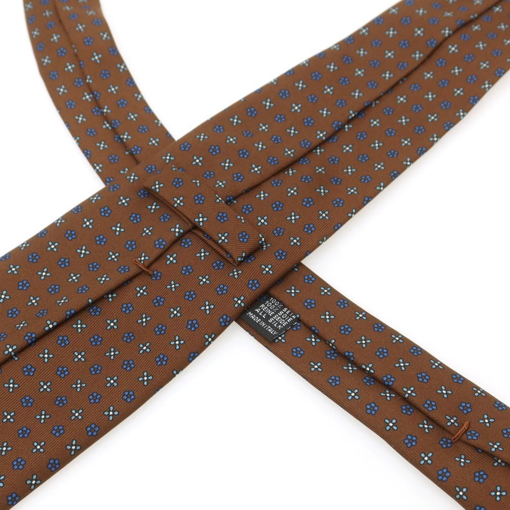 【中古】マリネッラ E.MARINELLA シルク クワトロピエゲ 小紋柄ネクタイ ブラウンxブルー【 状態ランクB 】【 メンズ 】