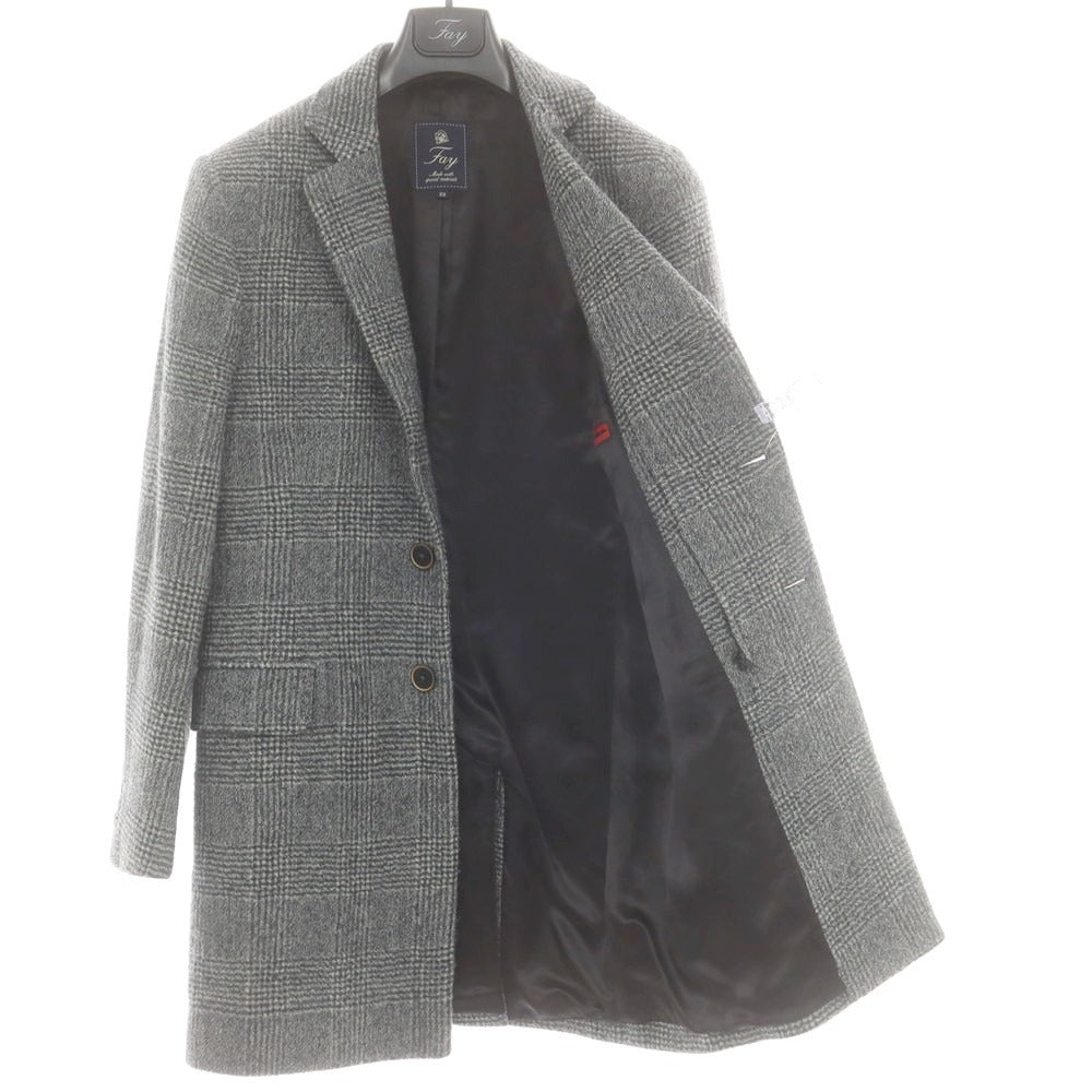 【中古】フェイ FAY ウール グレンチェック 中綿入りライナーベスト付き チェスターフィールドコート ブラックxホワイト【 XS 】【 状態ランクB 】【 メンズ 】