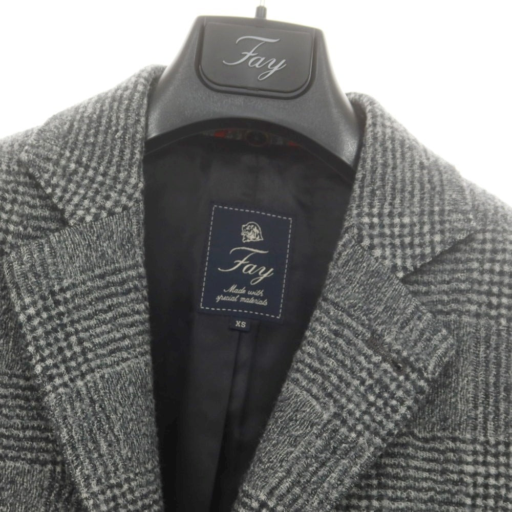 【中古】フェイ FAY ウール グレンチェック 中綿入りライナーベスト付き チェスターフィールドコート ブラックxホワイト【 XS 】【 状態ランクB 】【 メンズ 】