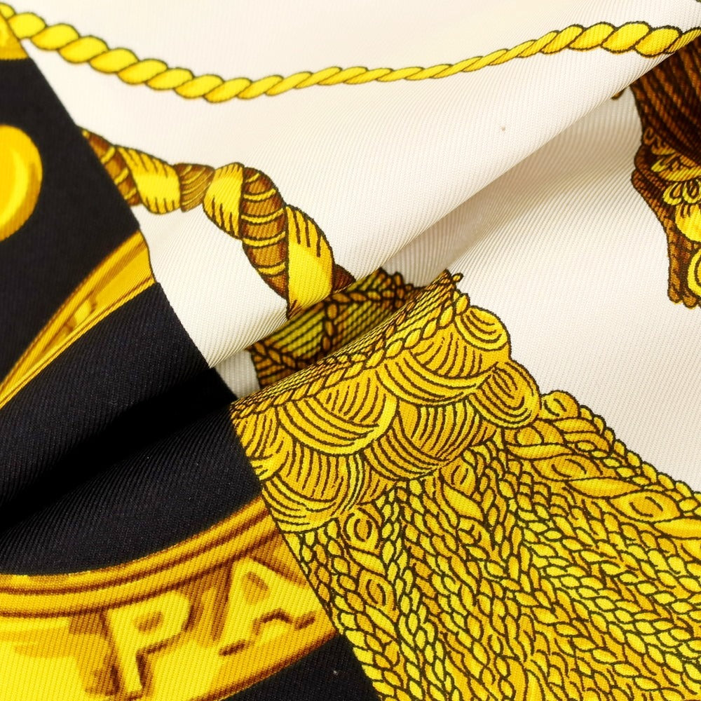 【中古】セリーヌ CELINE シルク スカーフ ブラックxホワイト【 状態ランクB 】【 ユニセックス 】