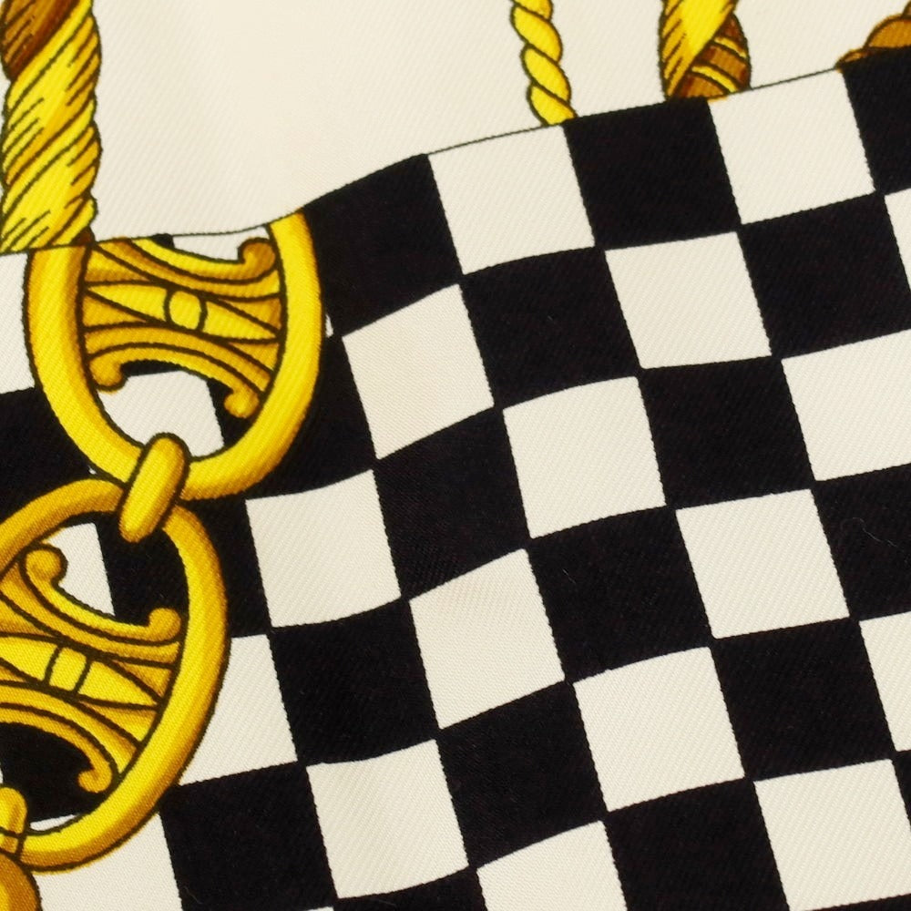 【中古】セリーヌ CELINE シルク スカーフ ブラックxホワイト【 状態ランクB 】【 ユニセックス 】