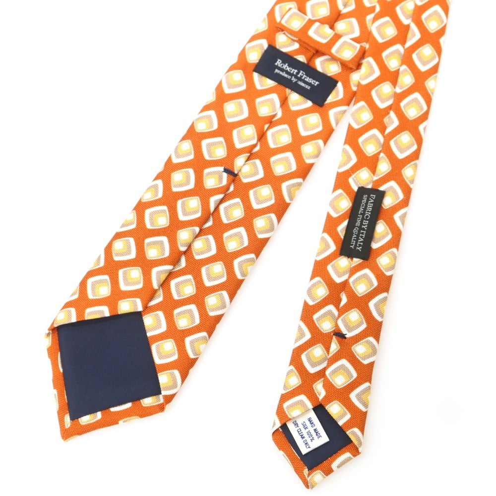 【中古】ロバート フレイザー ROBERT FRASER シルク 小紋柄ネクタイ オレンジ【 状態ランクA 】【 メンズ 】