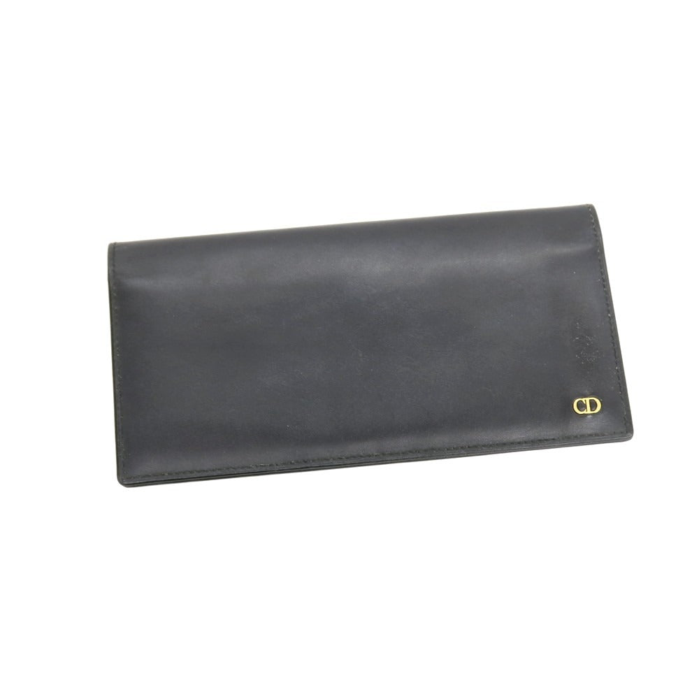 【中古】クリスチャンディオール Christian Dior レザー 二つ折り 長財布 ブラック【 状態ランクC 】【 メンズ 】