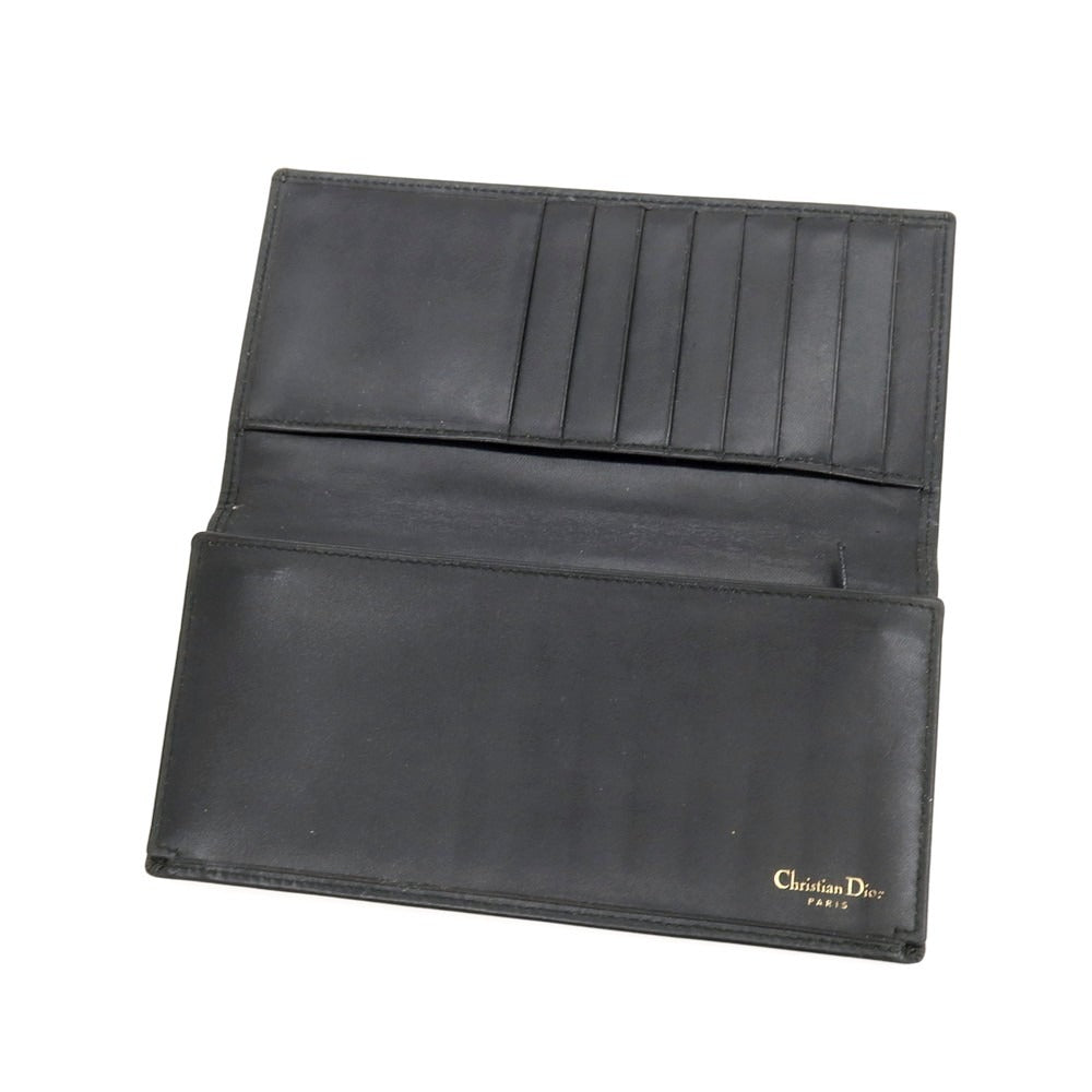 【中古】クリスチャンディオール Christian Dior レザー 二つ折り 長財布 ブラック【 状態ランクC 】【 メンズ 】