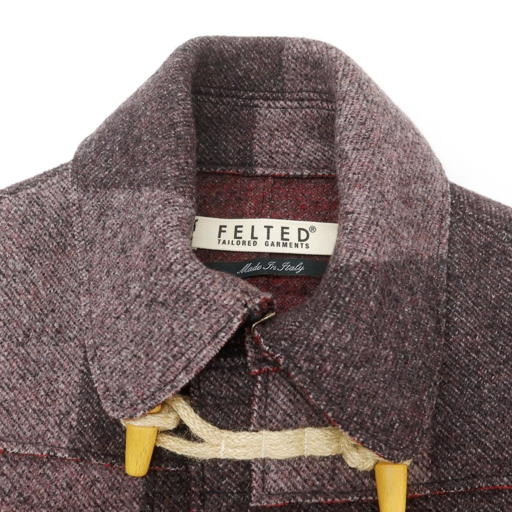 【中古】フェルテッドテーラードガーメンツ FELTED TAILORED GARMENTS ウール ダッフルコート ライトパープル系xレッド【 S 】【 状態ランクA 】【 メンズ 】