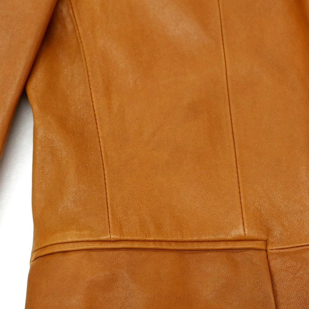 【中古】タケオキクチ TAKEO KIKUCHI ラムレザー 2B カジュアルジャケット キャメル【 3 】【 状態ランクB 】【 メンズ 】