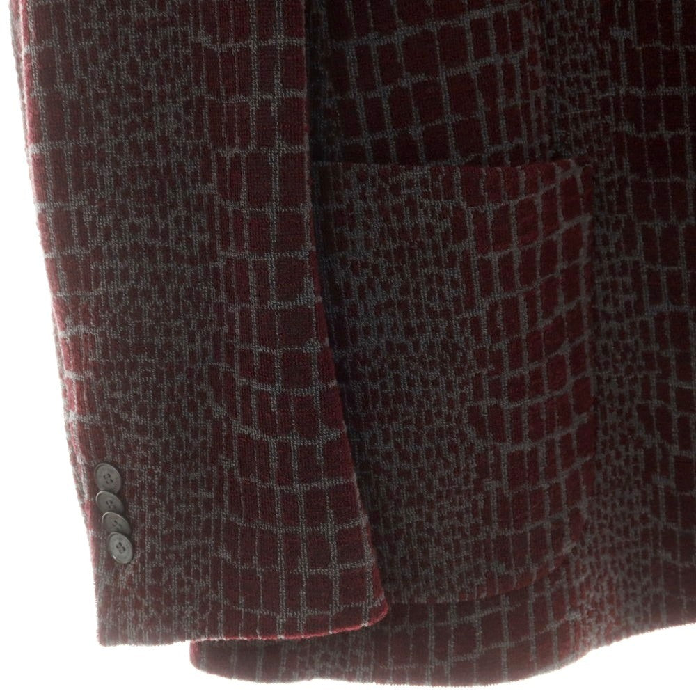 【中古】マウリツィオ バルダサーリ MAURIZIO BALDASSARI ストレッチ ウールポリエステル 3B カジュアルジャケット マルーン系xグレー【 48 】【 状態ランクA 】【 メンズ 】