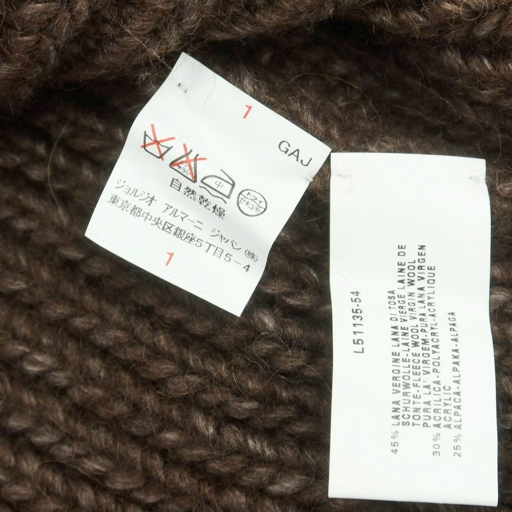 【中古】アルマーニ コレッツォーニ ARMANI COLLEZIONI ローゲージ アルパカ混ウール ショールカラー プルオーバーニット ブラウン【 52 】【 状態ランクA 】【 メンズ 】
