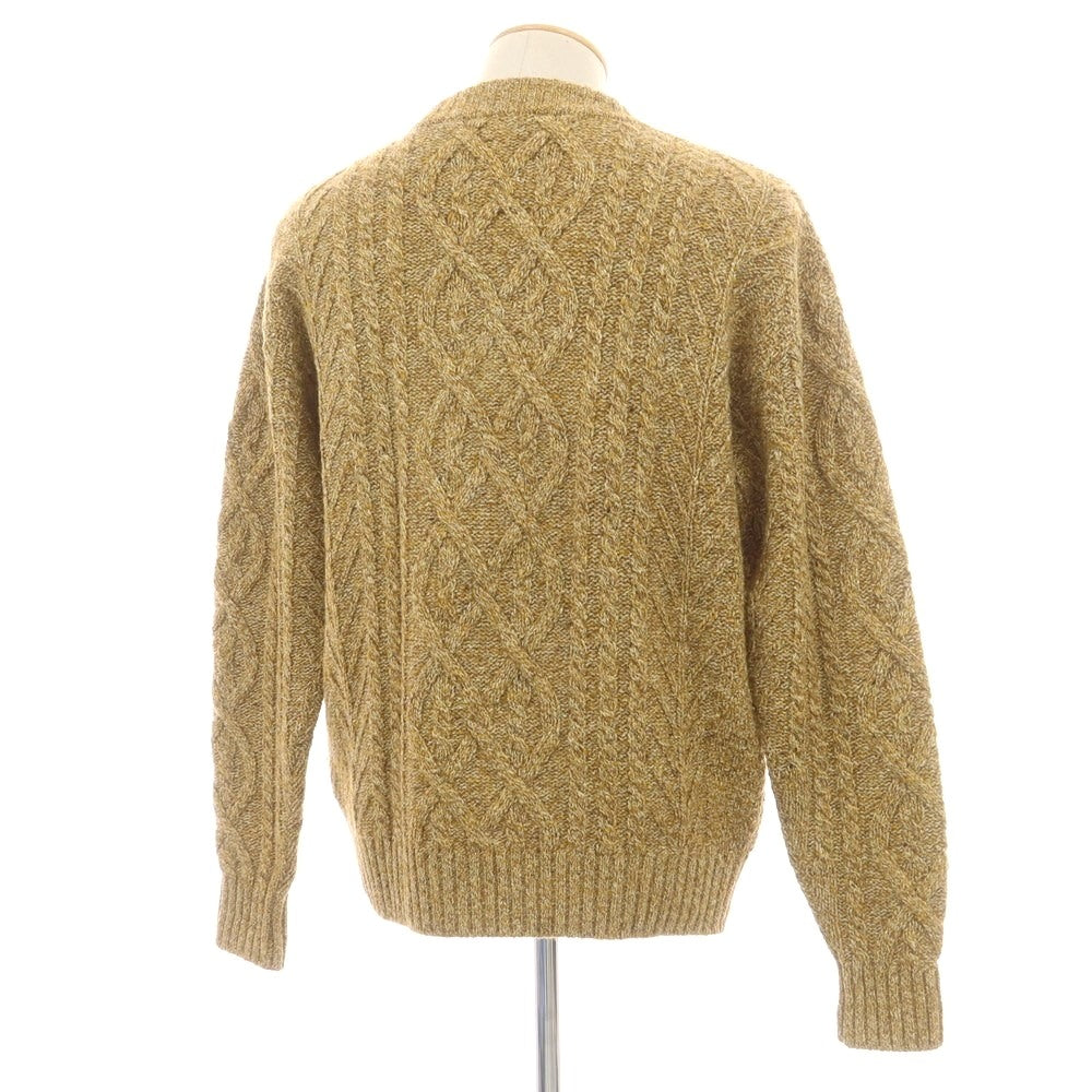 【中古】ケント アンド カーウェン Kent & Curwen ウールシルク クルーネック プルオーバーニット マスタード系xブラウン【 M 】【 状態ランクB 】【 メンズ 】