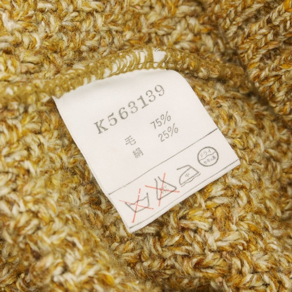 【中古】ケント アンド カーウェン Kent & Curwen ウールシルク クルーネック プルオーバーニット マスタード系xブラウン【 M 】【 状態ランクB 】【 メンズ 】