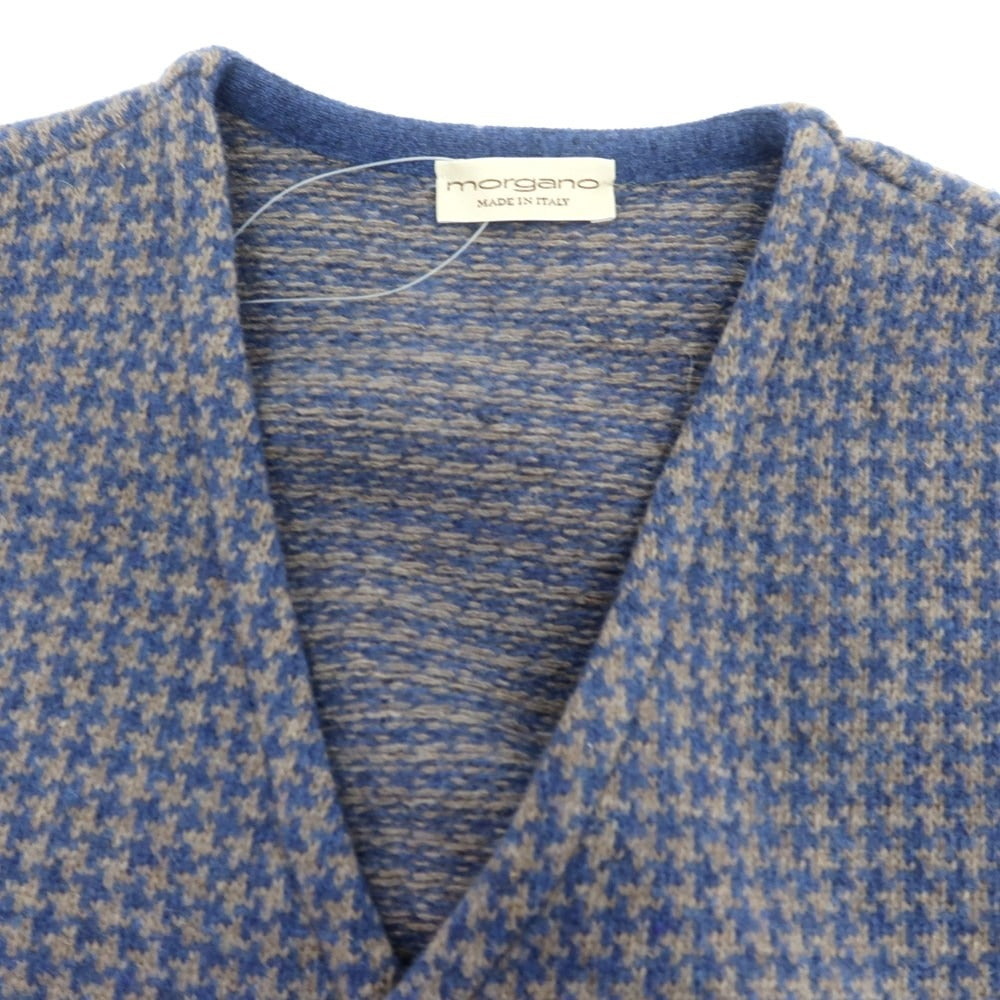【中古】モルガノ morgano ウールナイロン ハウンドトゥース ジレ ニットベスト ブルーxアッシュブラウン【 44 】【 状態ランクB 】【 メンズ 】