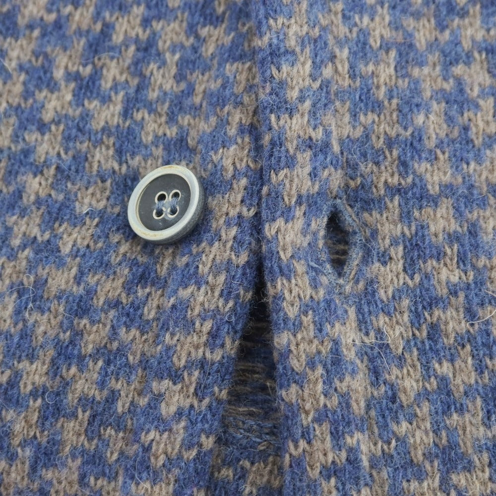 【中古】モルガノ morgano ウールナイロン ハウンドトゥース ジレ ニットベスト ブルーxアッシュブラウン【 44 】【 状態ランクB 】【 メンズ 】