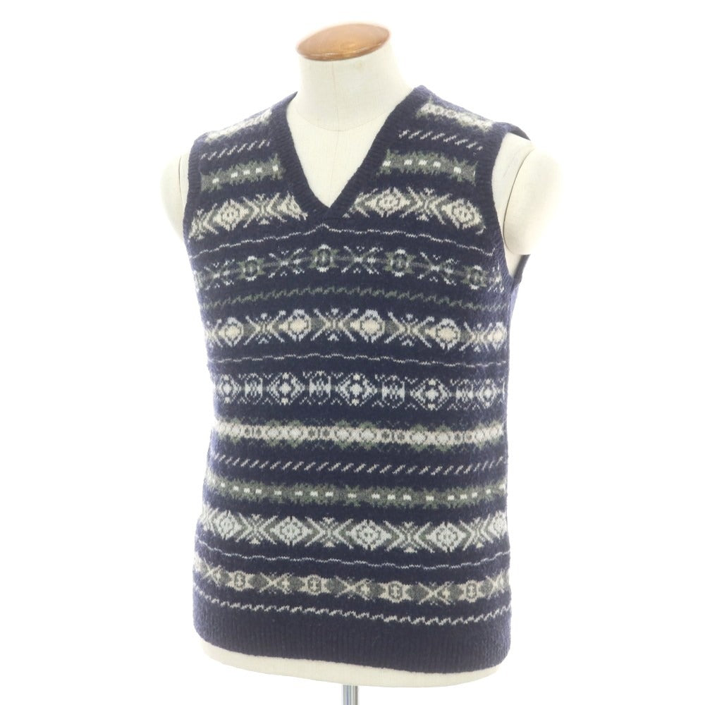 【中古】マカラスター Macalastair ウールナイロン Vネック ニットベスト ネイビー【 38 】【 状態ランクC 】【 メンズ 】