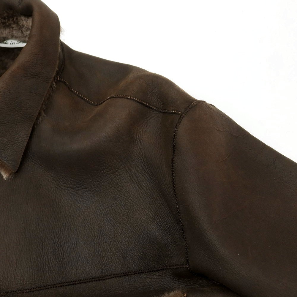 【中古】オピフィックス OPIFIX ラムムートン レザーブルゾン ブラウン【 48 】【 状態ランクC 】【 メンズ 】